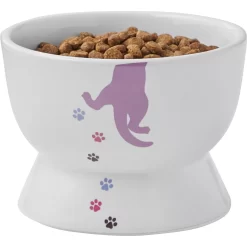 Frisco Cat Print Non-skid Elevated Ceramic Cat Bowl, Short -Frisco Shop 256096 PT5. AC SS1800 V1616522496