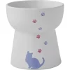 Frisco Cat Print Non-Skid Elevated Ceramic Cat Bowl, Tall