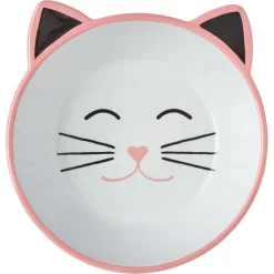Frisco Cat Face Non-skid Ceramic Cat Bowl, Pink