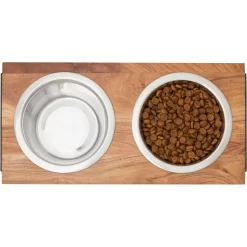 Frisco Wood Elevated Non-Skid Stainless Steel Double Diner Dog & Cat Bowl -Frisco Shop 257143 PT2. AC SS1800 V1615310833