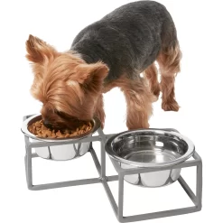 Frisco Elevated Diamond Stainless Steel Double Diner Dog & Cat Bowl