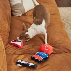 Frisco Road Trip Traffic Signs Plush Squeaky Dog Toy, 4 Count -Frisco Shop 262016 PT3. AC SS1800 V1618598528