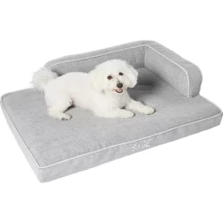 Frisco Faux Linen Corner Personalized Bolster Dog Bed W/Removable Cover, Harbour Blue, L -Frisco Shop 262160 PT2. AC SS1800 V1615568489