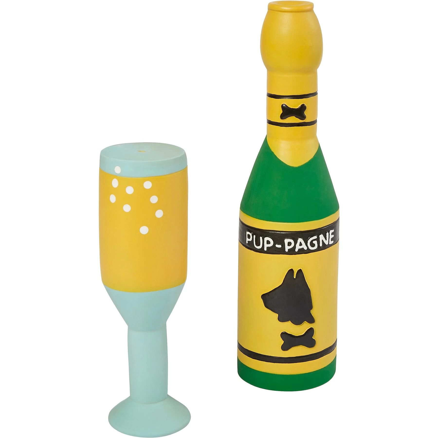 Frisco Champagne & Flute Latex Squeaky Dog Toy 1 Frisco Champagne & Flute Latex Squeaky Dog Toy