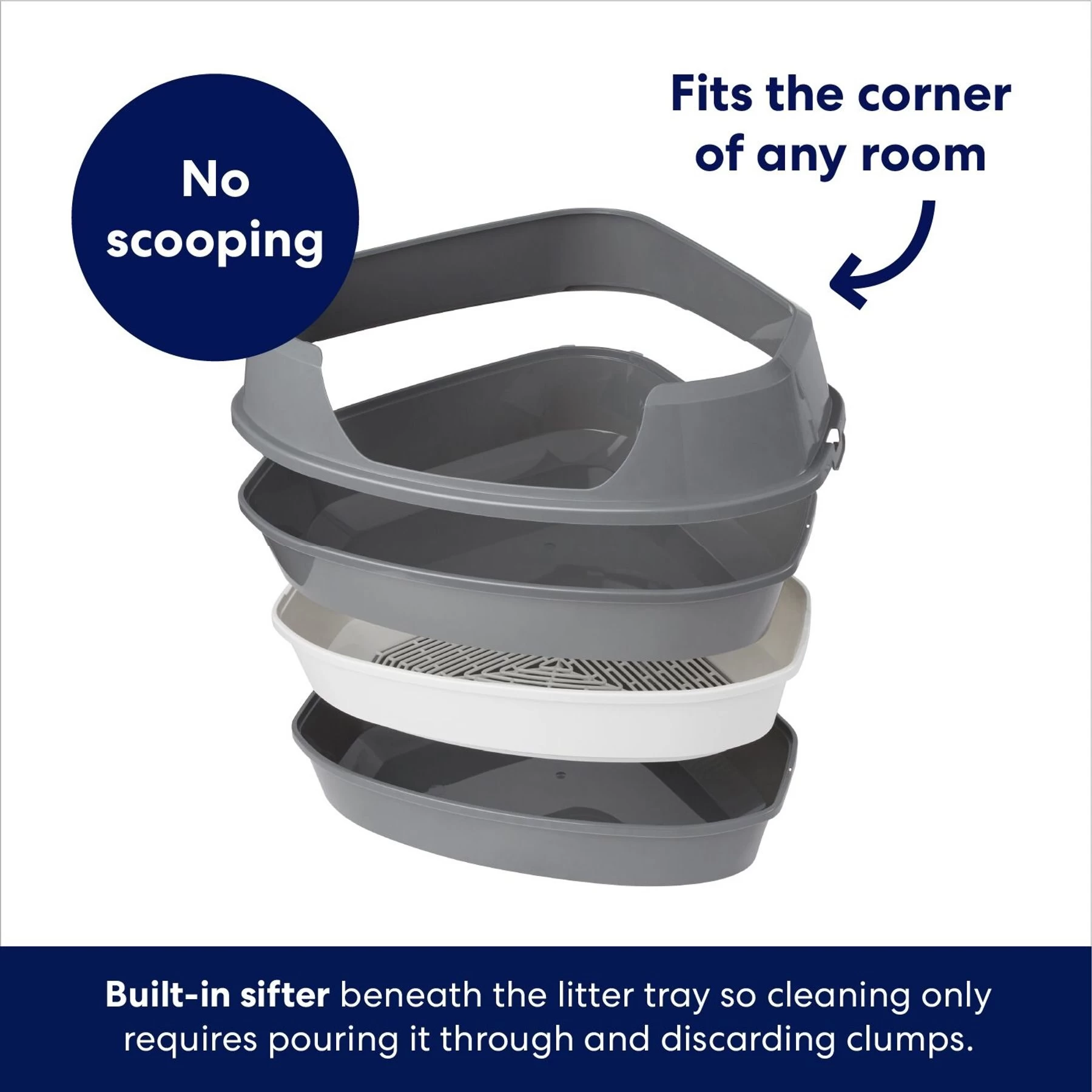 Frisco Corner Sifting Cat Litter Box With Rim 3 Frisco Corner Sifting Cat Litter Box With Rim - Image 3