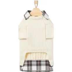 Frisco Cream Cable Knit Dog & Cat Sweater, White/Red Plaid -Frisco Shop 268057 PT5. AC SS1800 V1628739996
