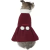 Frisco Mediumweight Pom Pom Bow Dog & Cat Peacoat Dress, Red