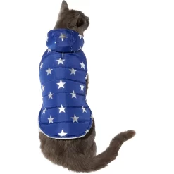 Frisco Mediumweight Metallic Star Print Insulated Dog & Cat Parka, Navy -Frisco Shop 268413 PT2. AC SS1800 V1628797317