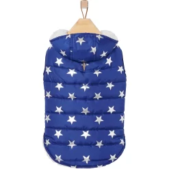 Frisco Mediumweight Metallic Star Print Insulated Dog & Cat Parka, Navy -Frisco Shop 268413 PT4. AC SS1800 V1628824388