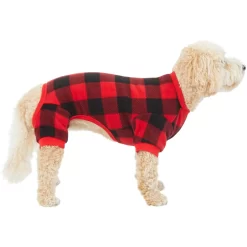 Frisco Dog & Cat Cozy Polar Fleece PJs, Red Plaid -Frisco Shop 268510 PT2. AC SS1800 V1637674301