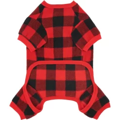 Frisco Dog & Cat Cozy Polar Fleece PJs, Red Plaid -Frisco Shop 268510 PT4. AC SS1800 V1637650986