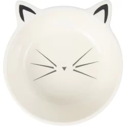 Frisco Cat Face Non-skid Ceramic Cat Bowl, White