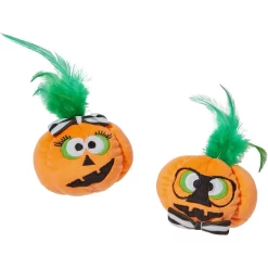 Frisco Halloween Nerdy Jack-o-Lanterns Plush Cat Toy With Catnip, 2 Count