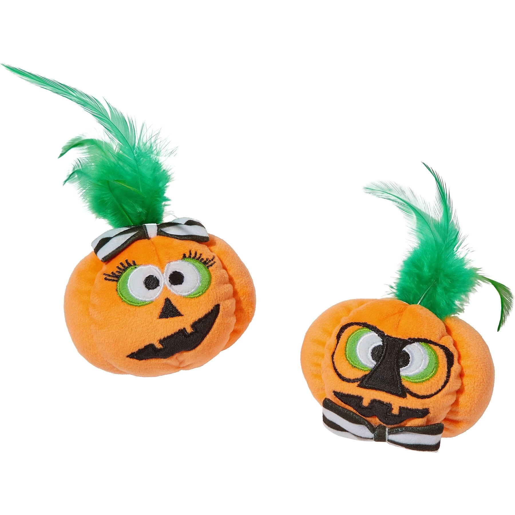 Frisco Halloween Nerdy Jack-o-Lanterns Plush Cat Toy With Catnip, 2 Count 1 Frisco Halloween Nerdy Jack-o-Lanterns Plush Cat Toy With Catnip, 2 Count