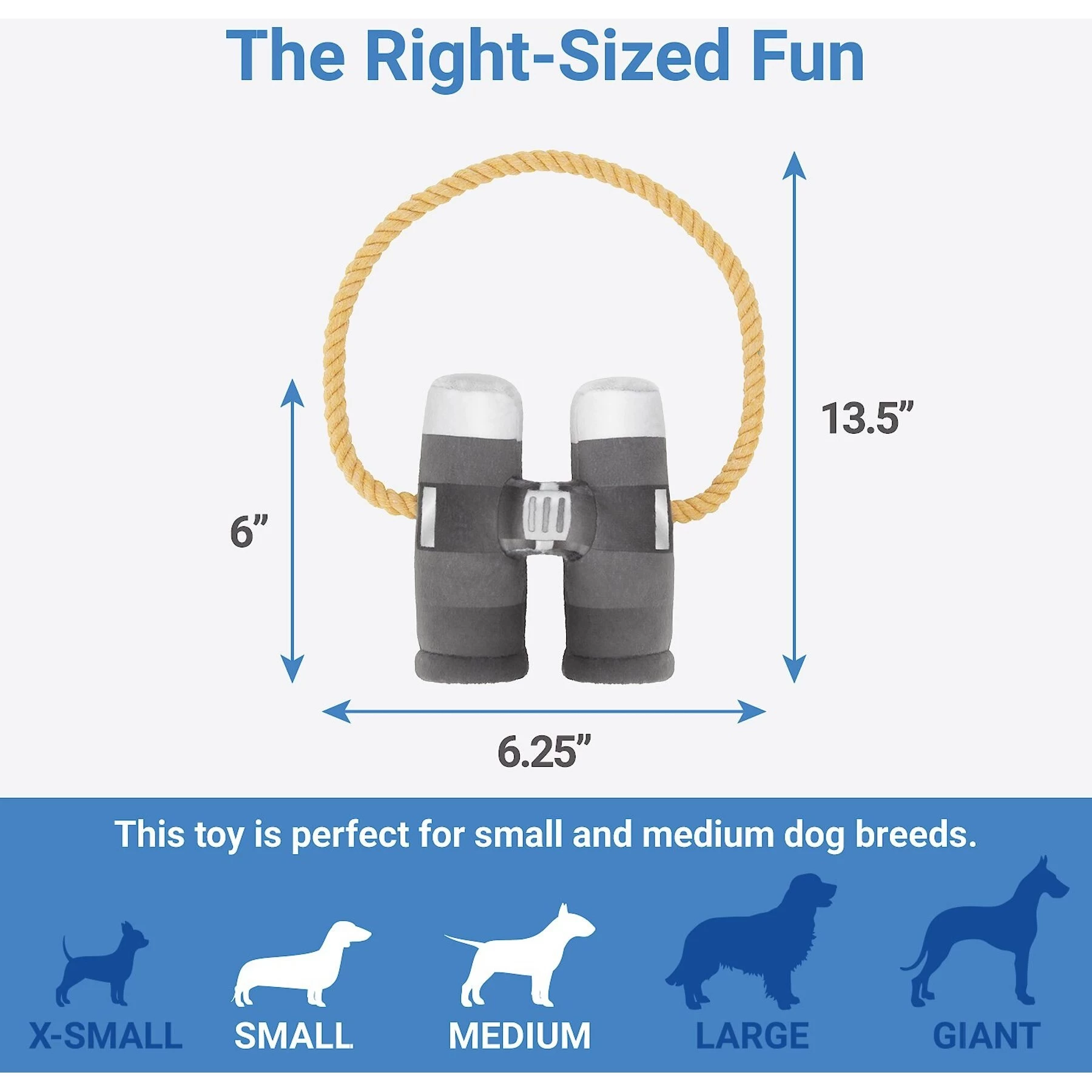 Frisco Camping Binoculars Plush With Rope Squeaky Dog Toy 2 Frisco Camping Binoculars Plush With Rope Squeaky Dog Toy - Image 2