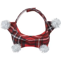 Frisco Red Plaid Guinea Pig Ruffle Collar With Pom Poms -Frisco Shop 276180 PT4. AC SS1800 V1631303135
