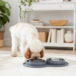 Frisco Silicone Stainless Steel Double Diner Slow Feeder Dog & Cat Bowl, Grey, 3 Cup -Frisco Shop 277549 PT2. AC SS1800 V1630346823