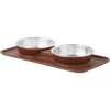 Frisco Silicone Stainless Steel Double Diner Dog & Cat Bowl, Brown