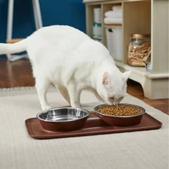 Frisco Silicone Stainless Steel Double Diner Dog & Cat Bowl, Brown -Frisco Shop 277551 PT3. AC SS1800 V1630348104