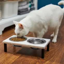 Frisco Marble Elevated Stainless Steel Double Diner Dog & Cat Bowls -Frisco Shop 277559 PT3. AC SS1800 V1630347820