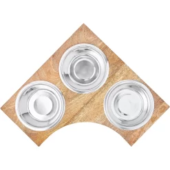 Frisco Multi Pet Feeding Corner Wood 3-Bowls Stainless Steel Dog & Cat Bowl -Frisco Shop 277573 PT4. AC SS1800 V1627935017