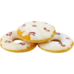 Frisco Fall Maple Bacon Donuts Plush Squeaky Dog Toy, 3 Count