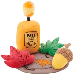 Frisco Fall Festive Candle Charger Plush Squeaky Dog Toy, 4 Count