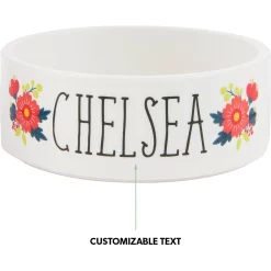 Frisco Flower Ceramic Personalized Dog Bowl -Frisco Shop 286985 PT6. AC SS1800 V1625860866