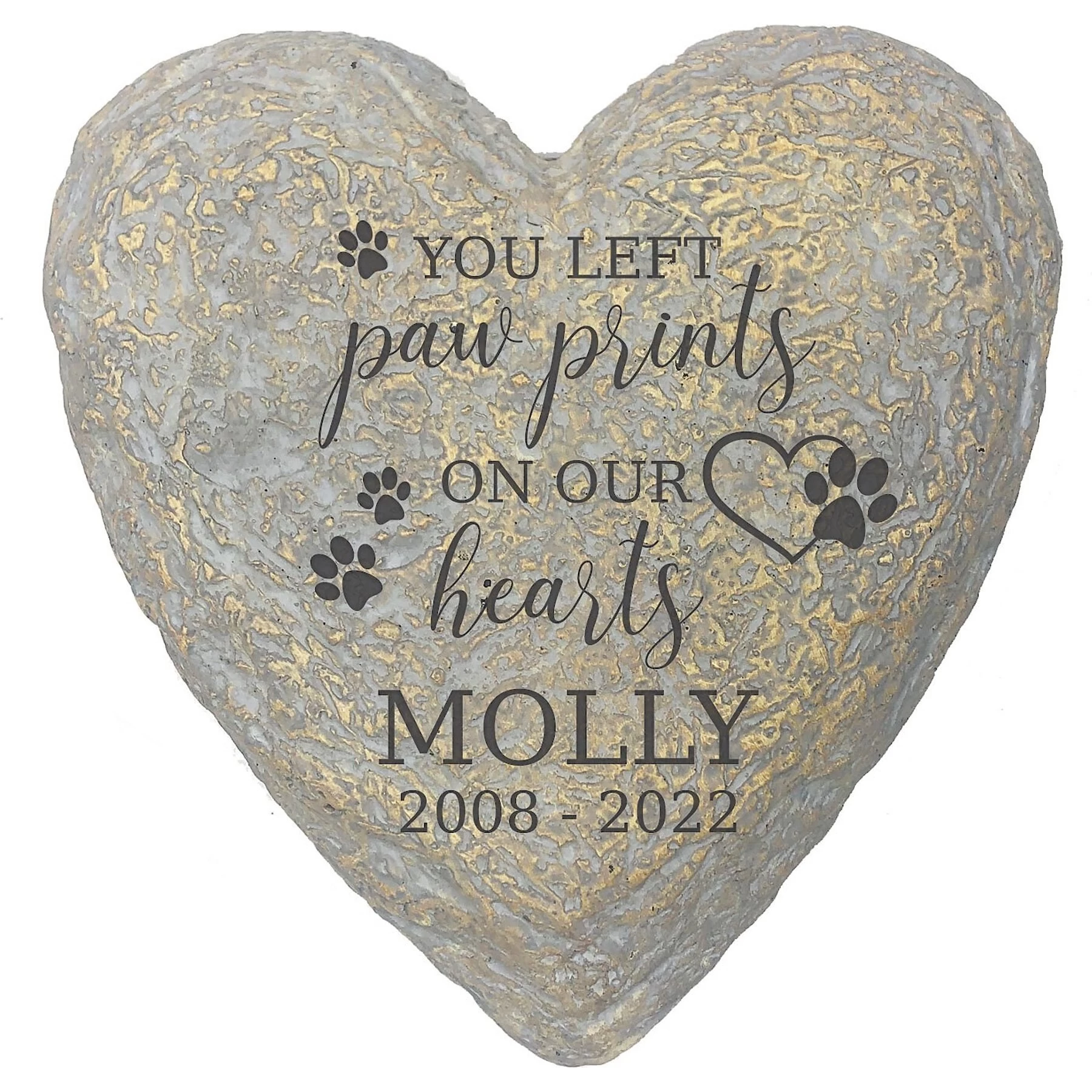 Frisco "Paws On Our Hearts" Heart Personalized Dog & Cat Memorial Garden Stone 1 Frisco "Paws On Our Hearts" Heart Personalized Dog & Cat Memorial Garden Stone