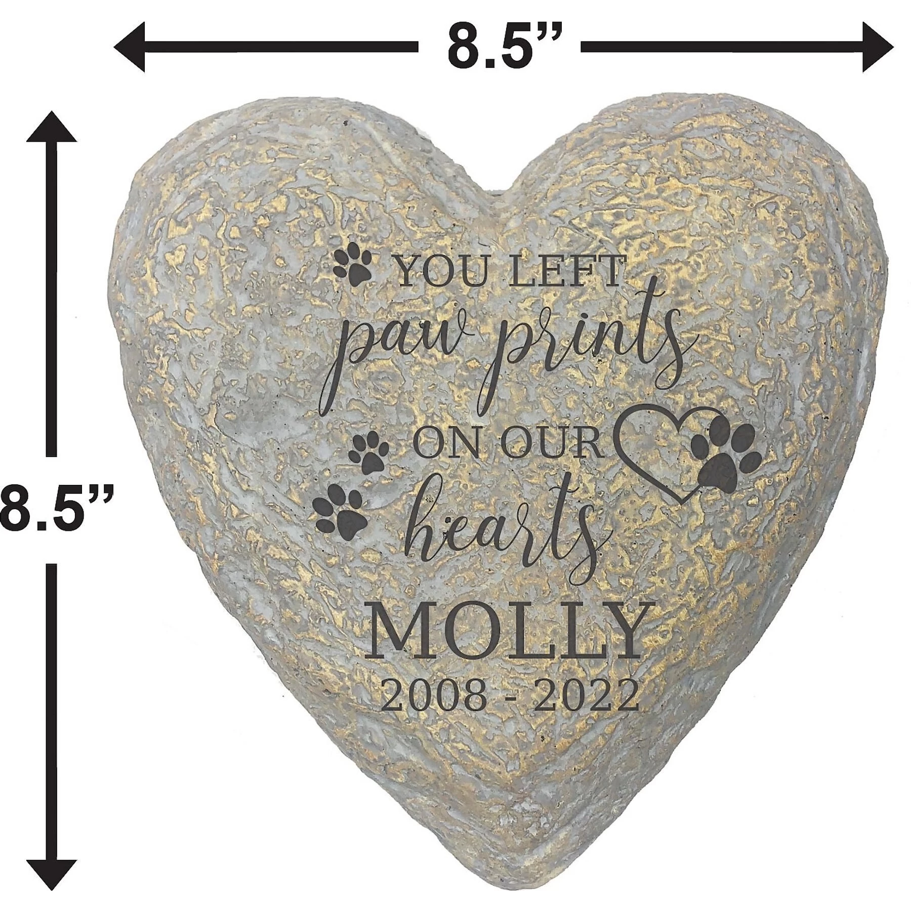 Frisco "Paws On Our Hearts" Heart Personalized Dog & Cat Memorial Garden Stone 2 Frisco "Paws On Our Hearts" Heart Personalized Dog & Cat Memorial Garden Stone - Image 2