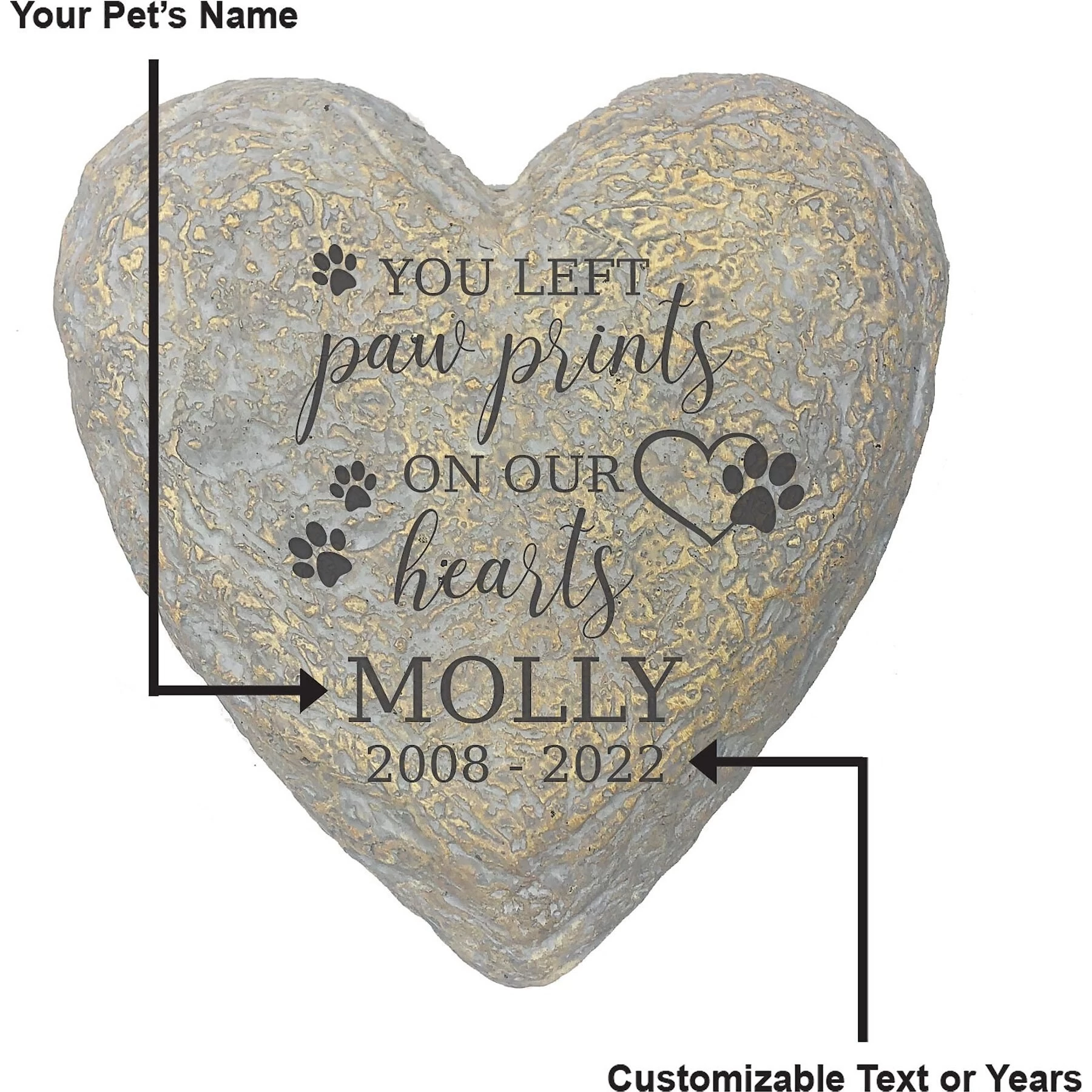 Frisco "Paws On Our Hearts" Heart Personalized Dog & Cat Memorial Garden Stone 4 Frisco "Paws On Our Hearts" Heart Personalized Dog & Cat Memorial Garden Stone - Image 4