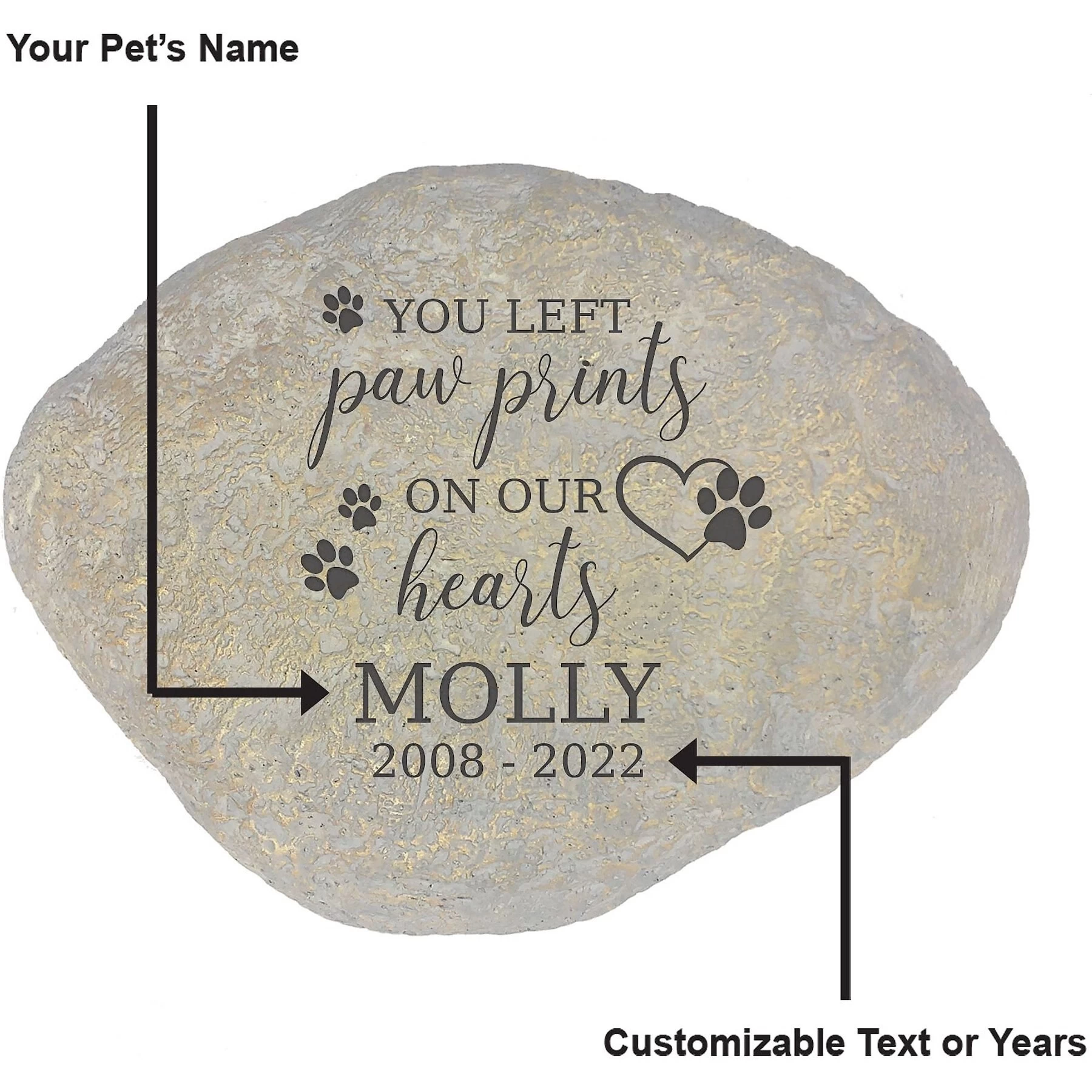 Frisco "Paws On Our Hearts" Personalized Dog & Cat Memorial Garden Stone 4 Frisco "Paws On Our Hearts" Personalized Dog & Cat Memorial Garden Stone - Image 4