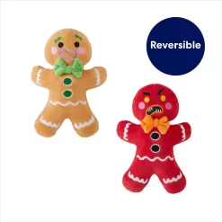 Frisco Holiday Naughty Or Nice Gingerbread Man Reversible Plush Squeaky Dog Toy -Frisco Shop 287217 PT2. AC SS1800 V1695045721
