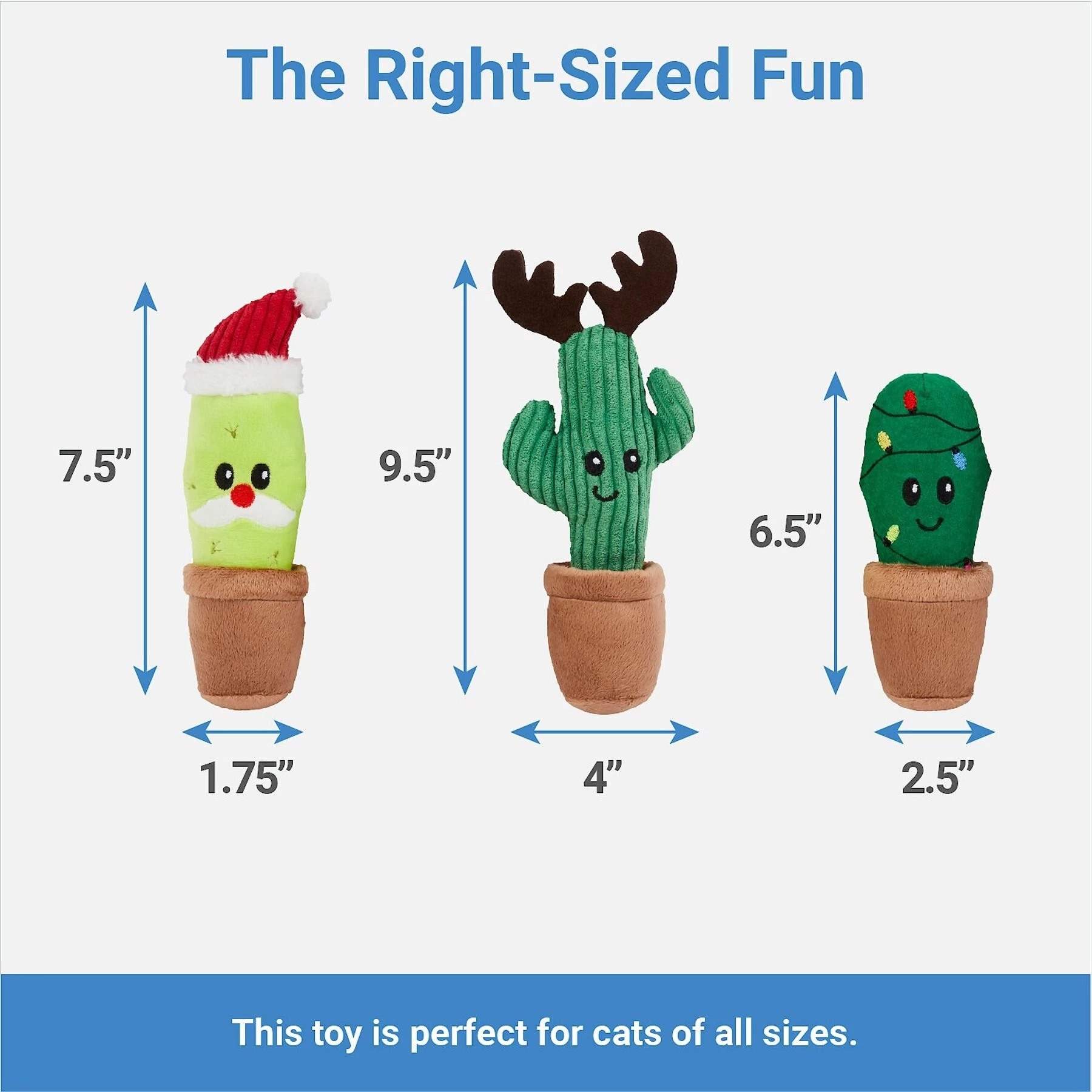 Frisco Holiday Cactus Plush Cat Toy With Catnip, 3 Count 2 Frisco Holiday Cactus Plush Cat Toy With Catnip, 3 Count - Image 2