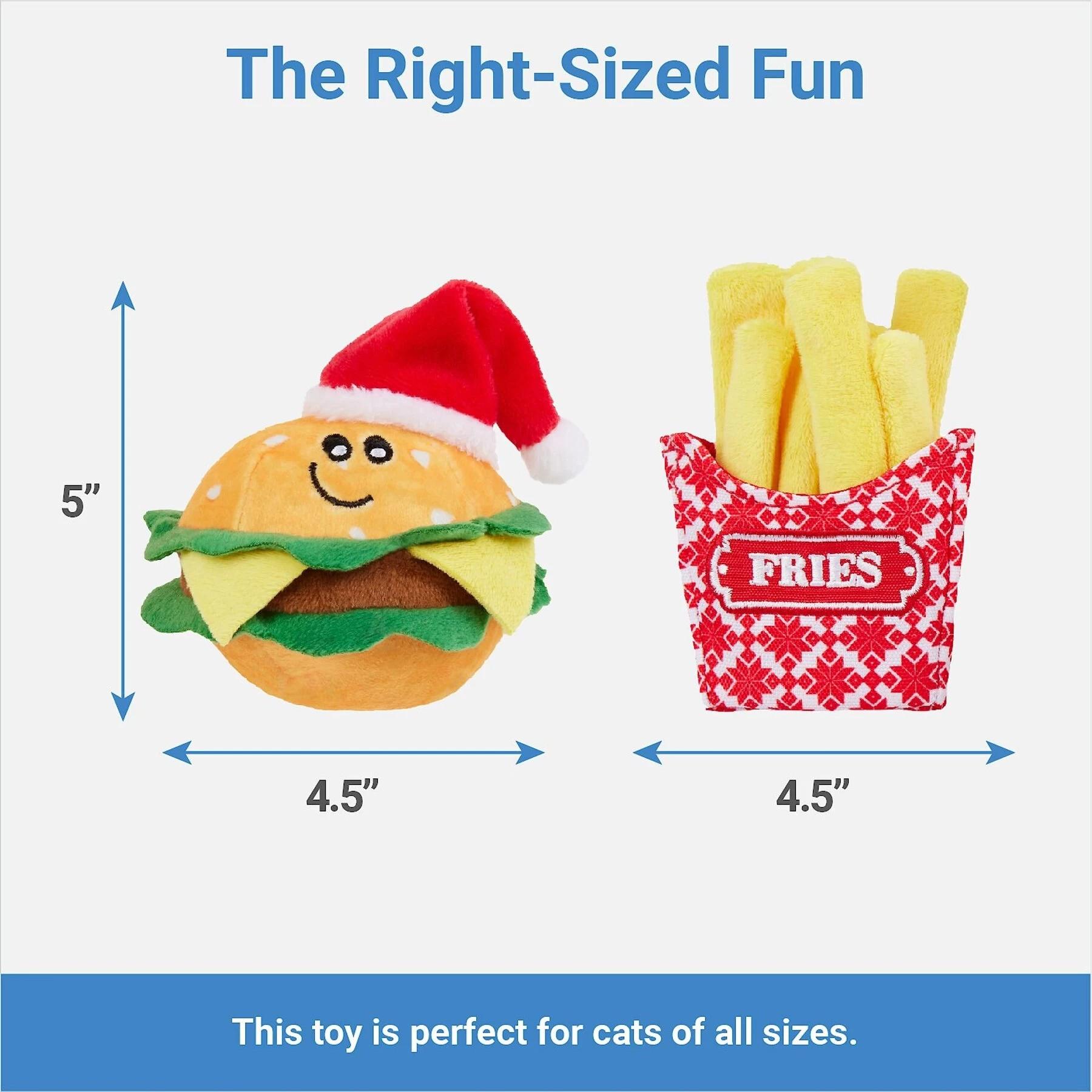 Frisco Holiday Burger & Fries Plush Cat Toy With Catnip, 2 Count 2 Frisco Holiday Burger & Fries Plush Cat Toy With Catnip, 2 Count - Image 2