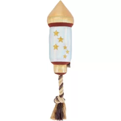 Frisco Firework Plush With Rope Squeaky Dog Toy