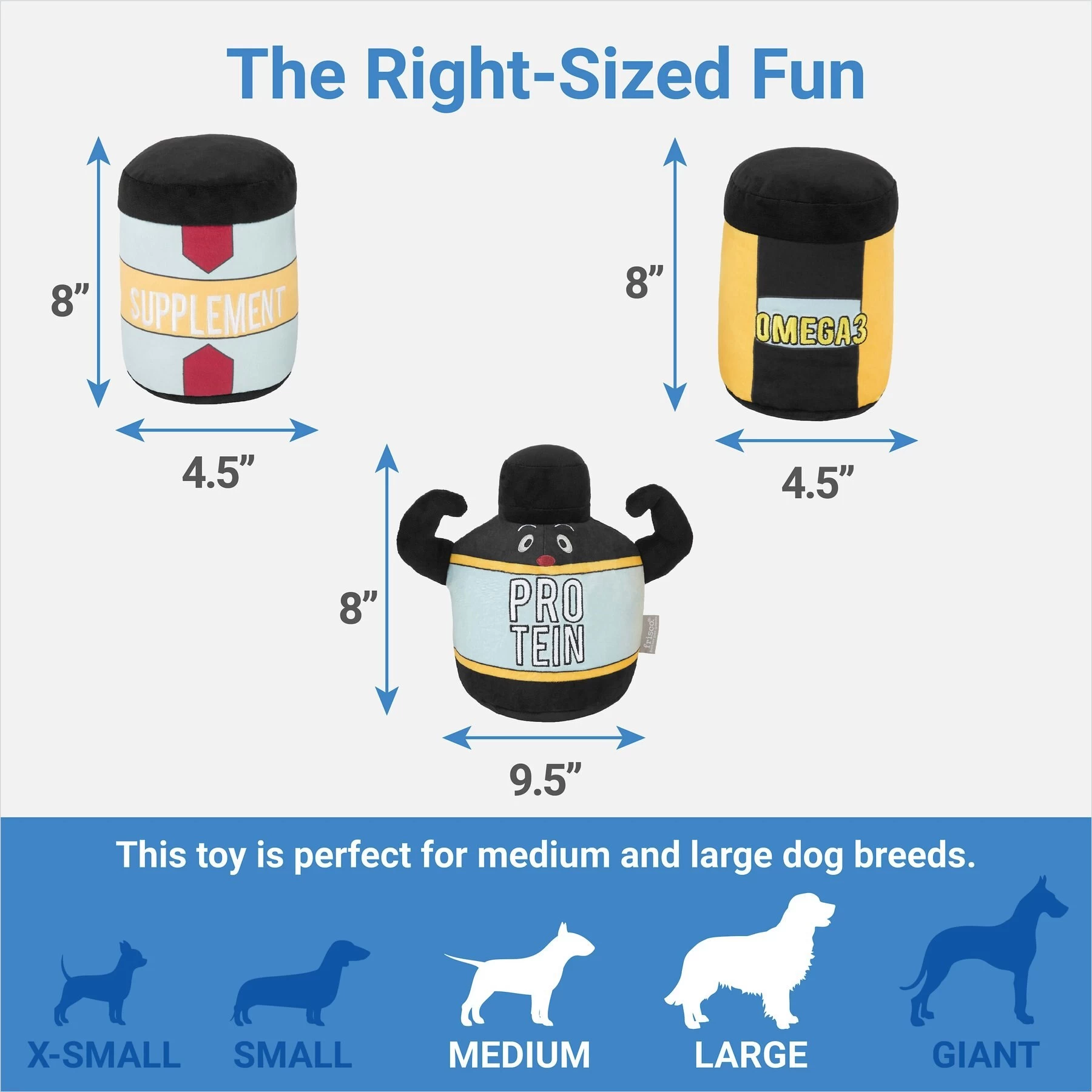 Frisco New Year, New Me Protein Powder Plush Squeaky Dog Toy 2 Frisco New Year, New Me Protein Powder Plush Squeaky Dog Toy - Image 2