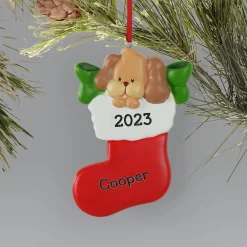 Frisco Dog In Stocking Resin Personalized Ornament -Frisco Shop 295085 PT5. AC SS1800 V1697131931