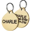 Frisco Brass Personalized Dog & Cat ID Tag, Round