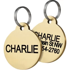 Frisco Brass Personalized Dog & Cat ID Tag, Round