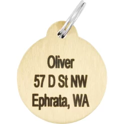 Frisco Brass Personalized Dog & Cat ID Tag, Round -Frisco Shop 296194 PT4. AC SS1800 V1628186570