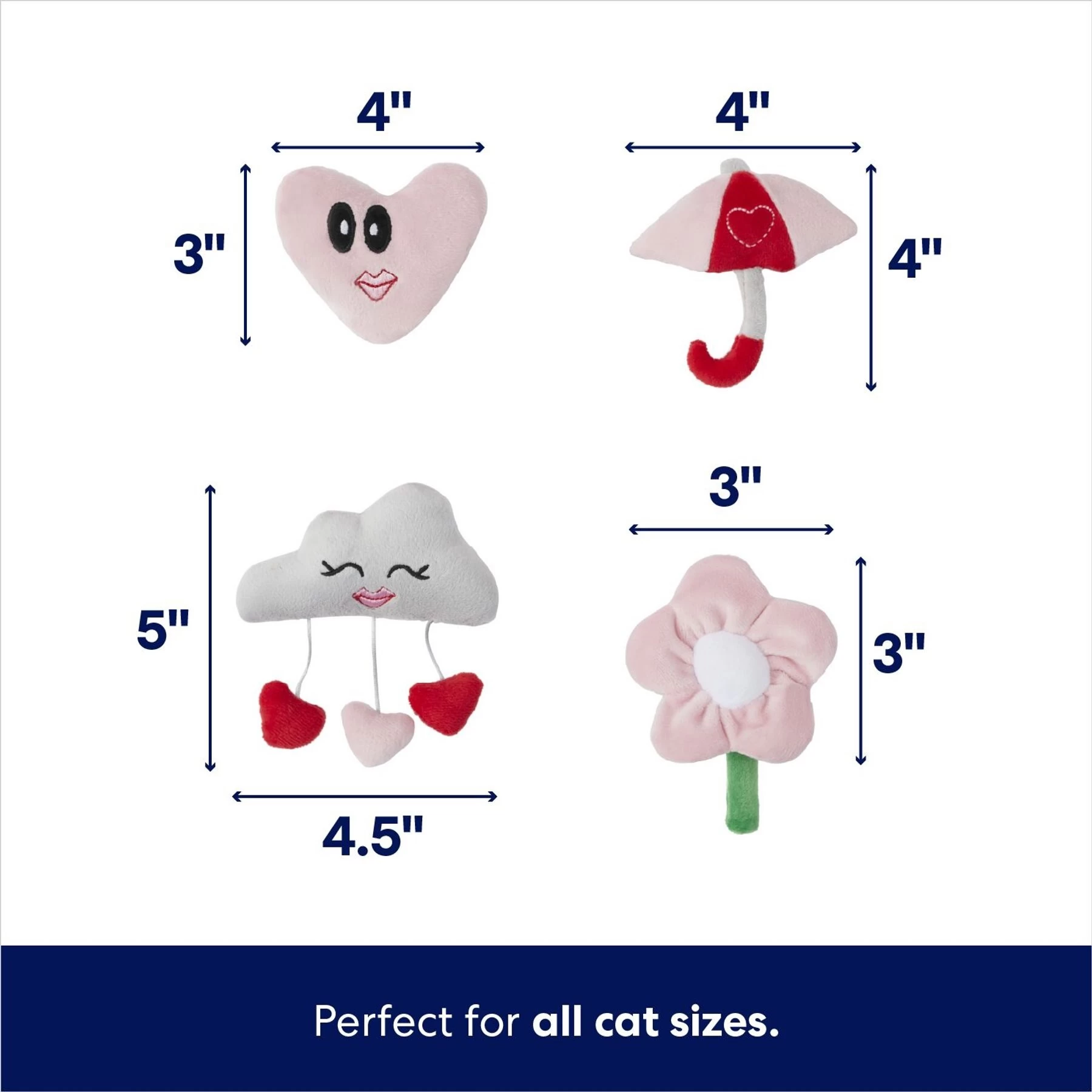 Frisco It's Raining Love Plush Cat Toy With Catnip, 4 Count 2 Frisco It's Raining Love Plush Cat Toy With Catnip, 4 Count - Image 2