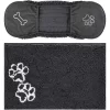 Frisco Microfiber Chenille Shammy Towel & Frisco Microfiber Chenille Paw Print Dog & Cat Mat, Dark Gray