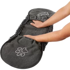 Frisco Microfiber Chenille Shammy Towel & Frisco Microfiber Chenille Paw Print Dog & Cat Mat, Dark Gray -Frisco Shop 303468 PT3. AC SS1800 V1623046351
