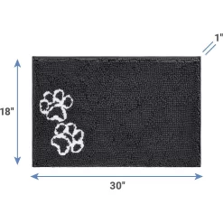 Frisco Microfiber Chenille Shammy Towel & Frisco Microfiber Chenille Paw Print Dog & Cat Mat, Dark Gray -Frisco Shop 303468 PT6. AC SS1800 V1623057453