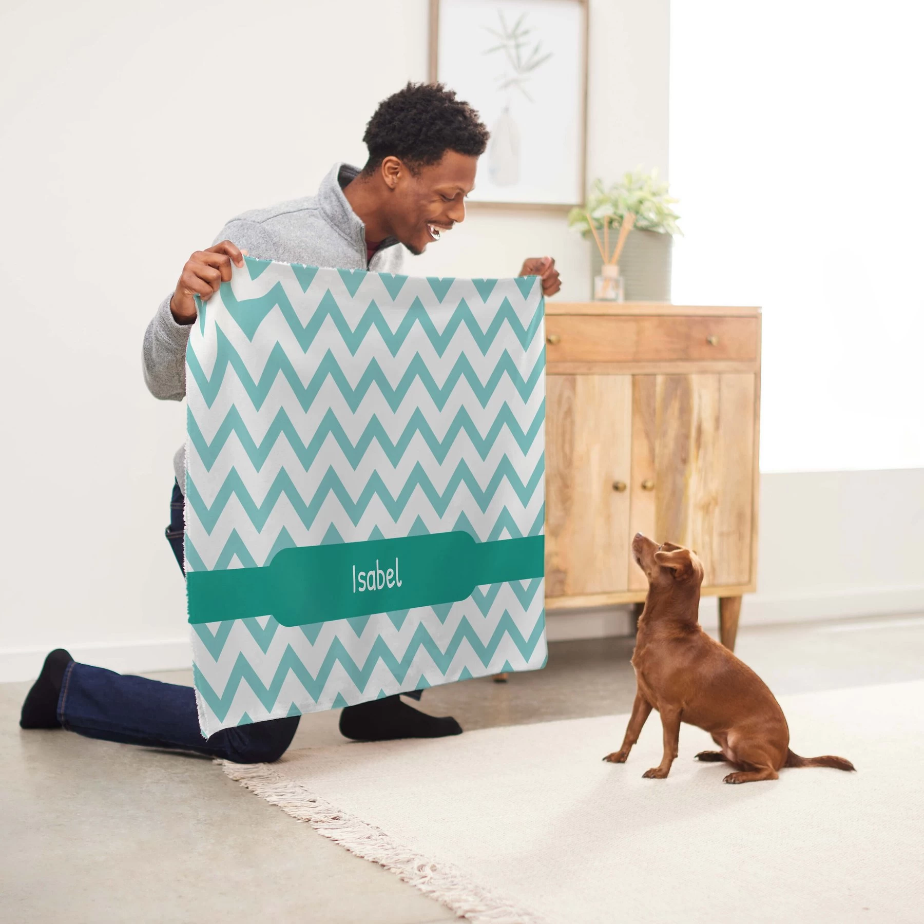 Frisco Personalized Subtle Chevron Soft Fleece Cat & Dog Blanket, 30" X 40" 6 Frisco Personalized Subtle Chevron Soft Fleece Cat & Dog Blanket, 30" X 40" - Image 6