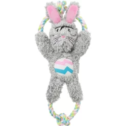 Frisco Easter Bunny Plush With Rope Squeaky Dog Toy