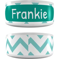 Frisco Personalized Chevron Ceramic Dog & Cat Bowl