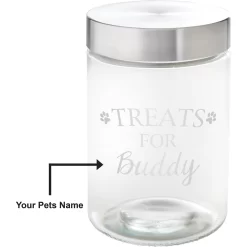 Frisco Paw Print Glass Personalized Treat Jar With Lid, 5 Cup, 40oz -Frisco Shop 309522 PT2. AC SS1800 V1645206122