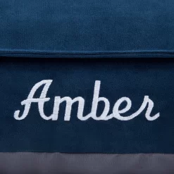 Frisco Personalized Navy Bolstered Bed With Navy Check Bolster -Frisco Shop 311766 PT3. AC SS1800 V1630593998